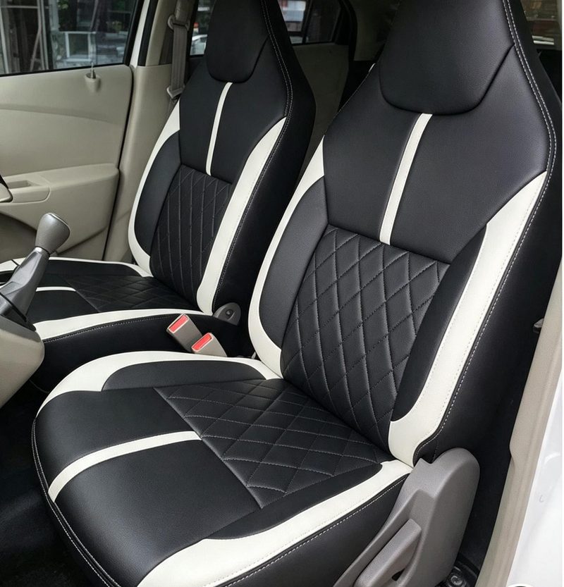 Jok hitam kombinasi putih motif diamond