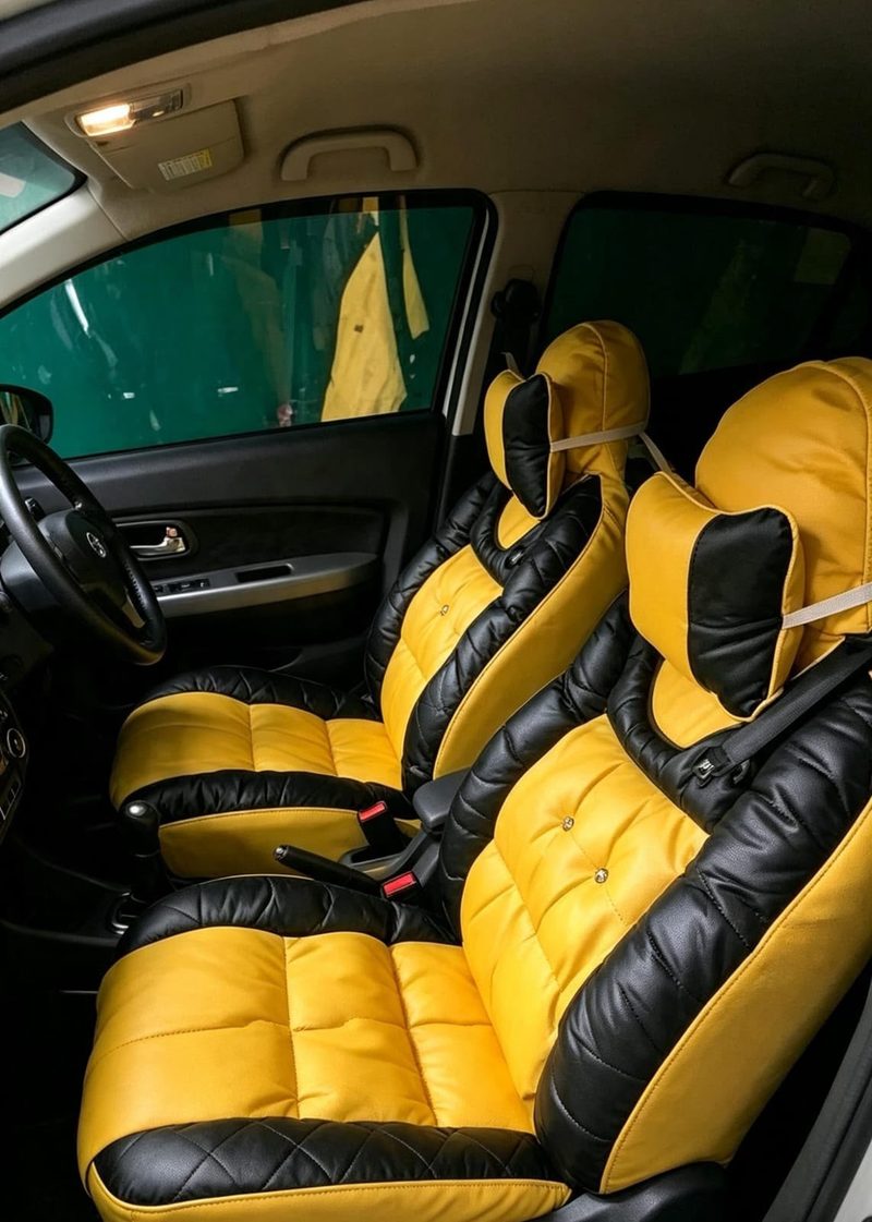 Jok kuning kombinasi hitam model sofa